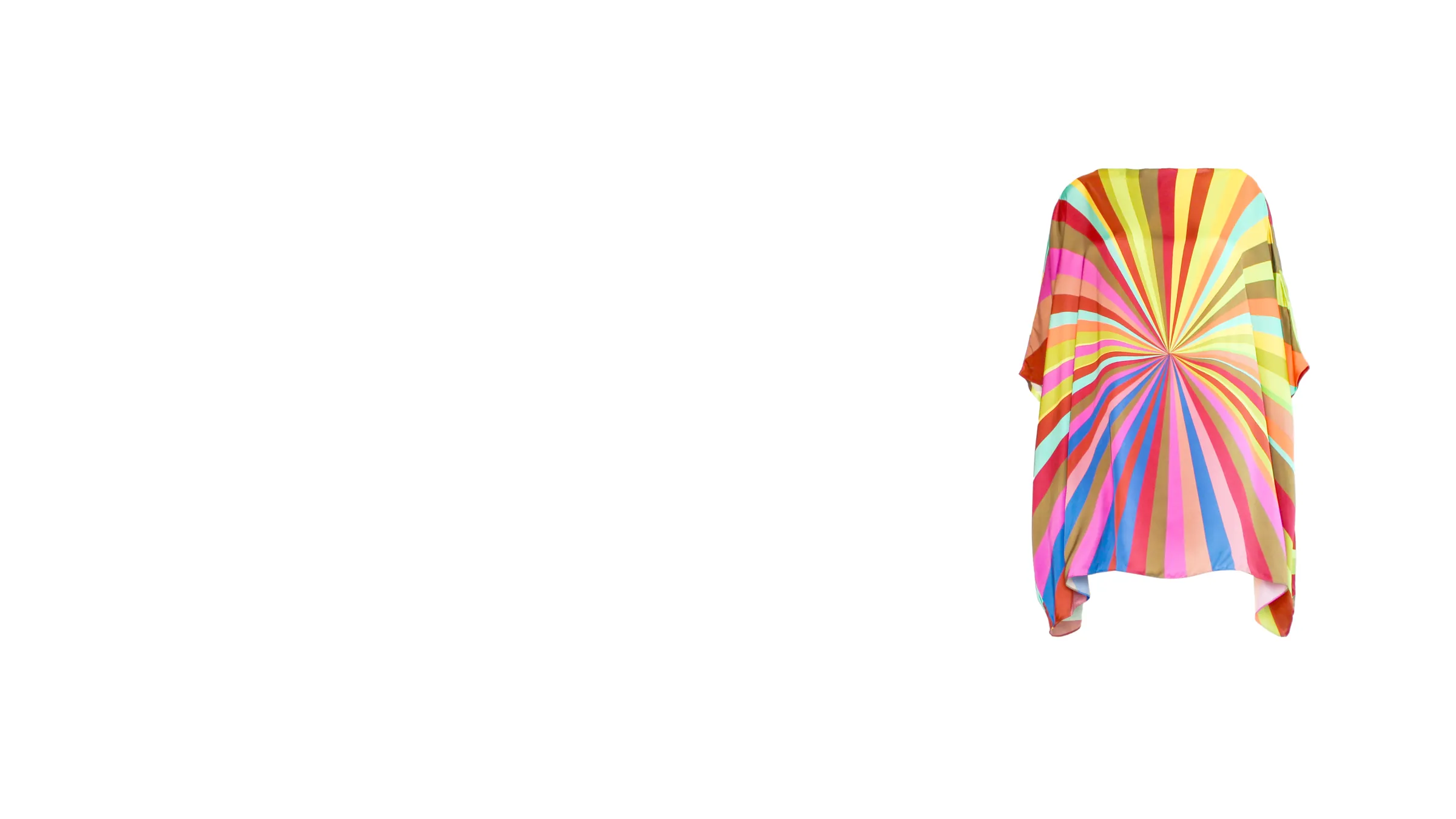 Isolated product shot of a striped kaftan on white